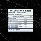 Supplement facts panel for Grass-Fed Beef Organs capsules showing nutrient content from liver, heart, kidney, spleen, and pancreas per serving.