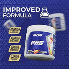 Alpha Supps Pre-Workout Raspberry Lemonade with improved formula details including L-Citrulline, Beta Alanine, and caffeine content.