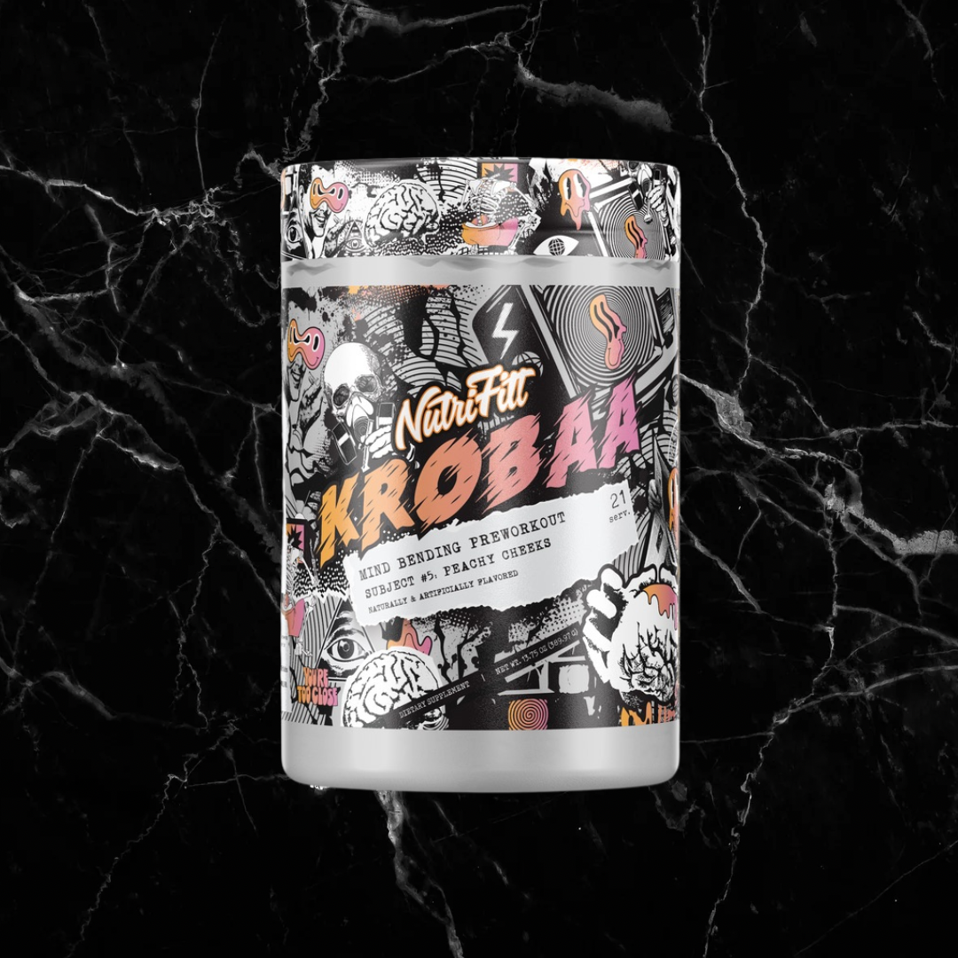 KROBA Nootropic Boost - Energy & Focus Pre-Workout in Peach Rings flavor by NutriFitt, 